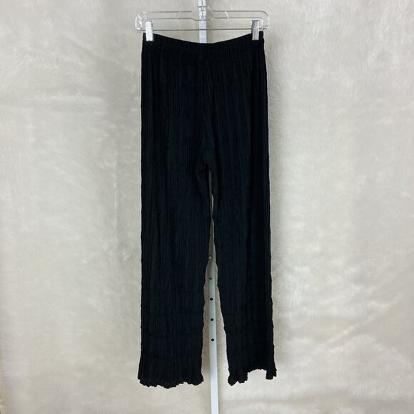 Babette SF Black Micro Pleat Straight Leg Minimalist Pants M - Picture 3 of 6